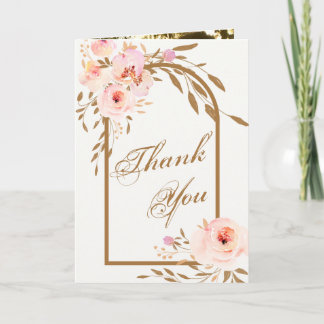 Romantic Pink Blush Gold Floral Wedding Photo Tack Kort