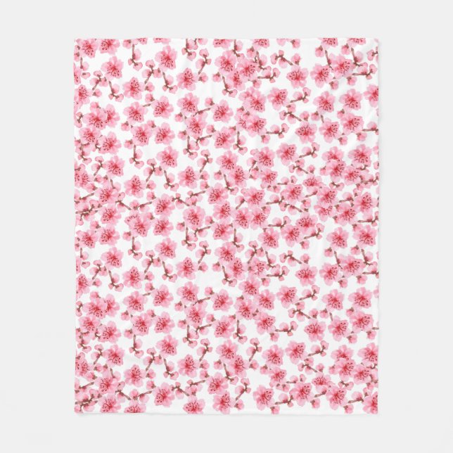 Romantic pink Cherry blosson Fleecefilt (Framsidan)