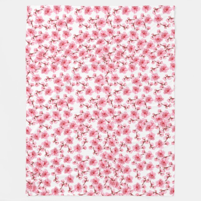 Romantic pink Cherry blosson Fleecefilt (Framsidan)