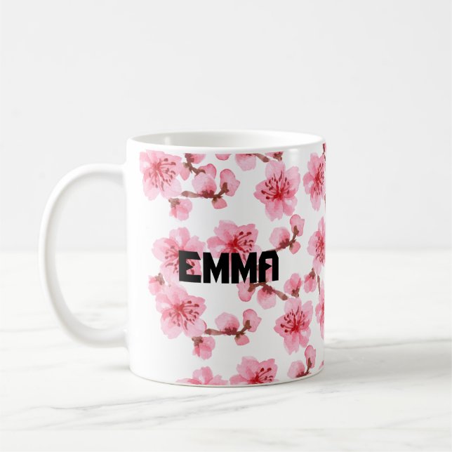 Romantic pink Cherry blosson Kaffemugg (Vänster)