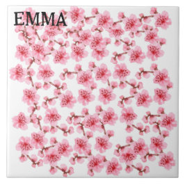 Romantic pink Cherry blosson Kakelplatta