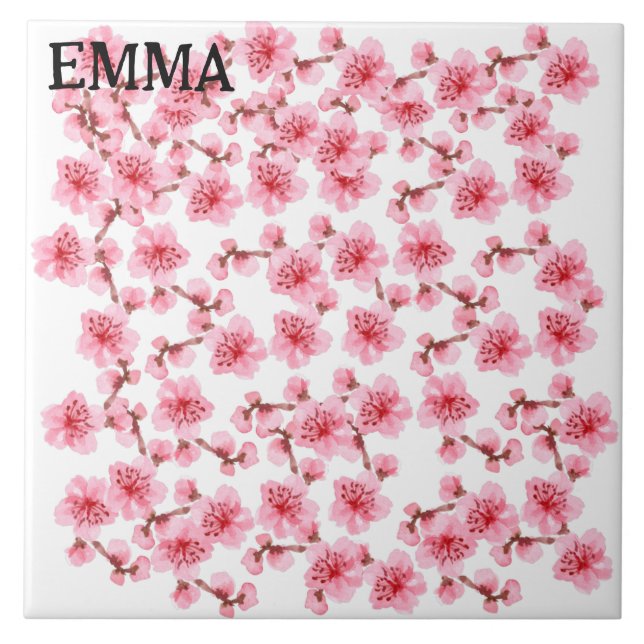 Romantic pink Cherry blosson Kakelplatta (Framsidan)
