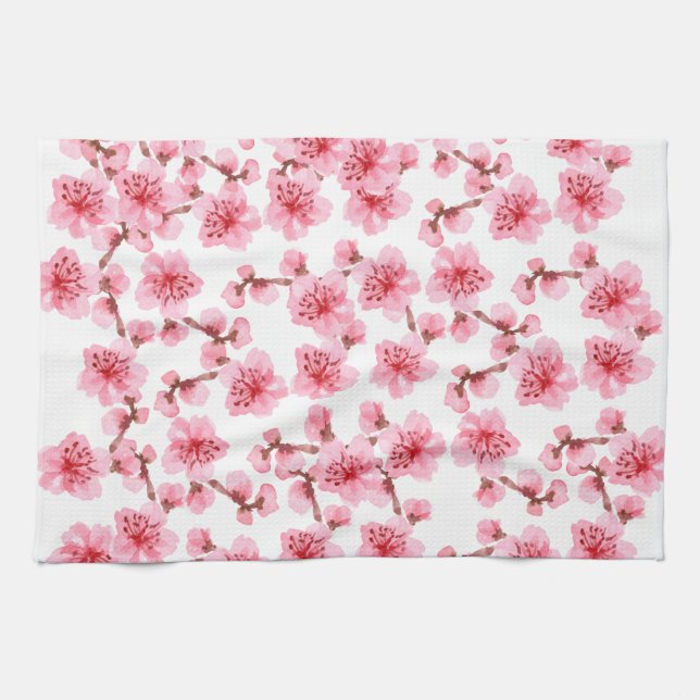 Romantic pink Cherry blosson Kökshandduk (Horisontell)