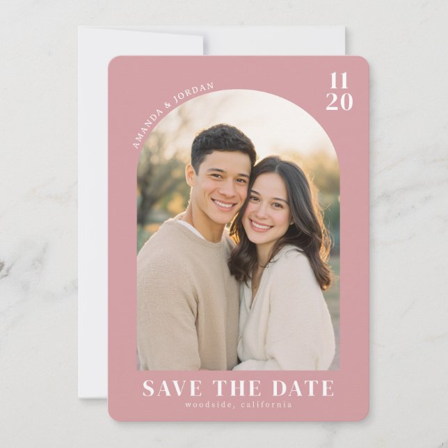 Romantic Pink Contemporary Photo Spara Datumet (Framsida)