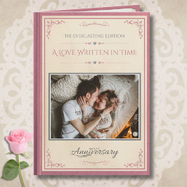 Romantic Pink Cream Vintage Storybook Anniversary Kort