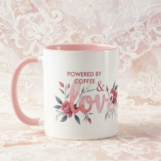 Romantic Pink Floral Botanical Love Coffee Mugg