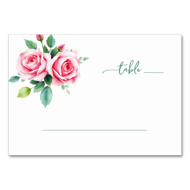 Romantic Pink Floral Digital Illustration Bordsnummer (Framsidan)