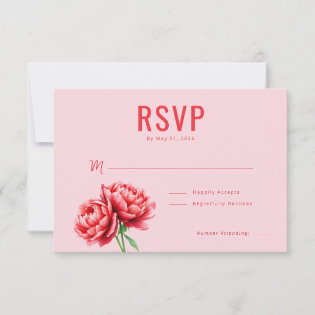 Romantic Pink Floral RSVP OSA Kort (Framsida)