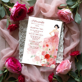 Romantic Pink Floral Tulle Model Bridal Shower Inbjudningar