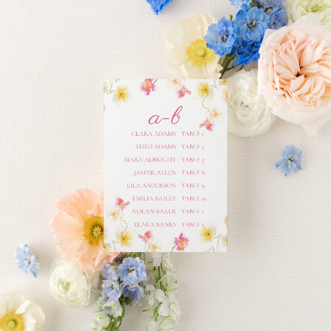 Romantic Pink Floral Wedding Seating Chart Card Bordsnummer (Skapare uppladdad)