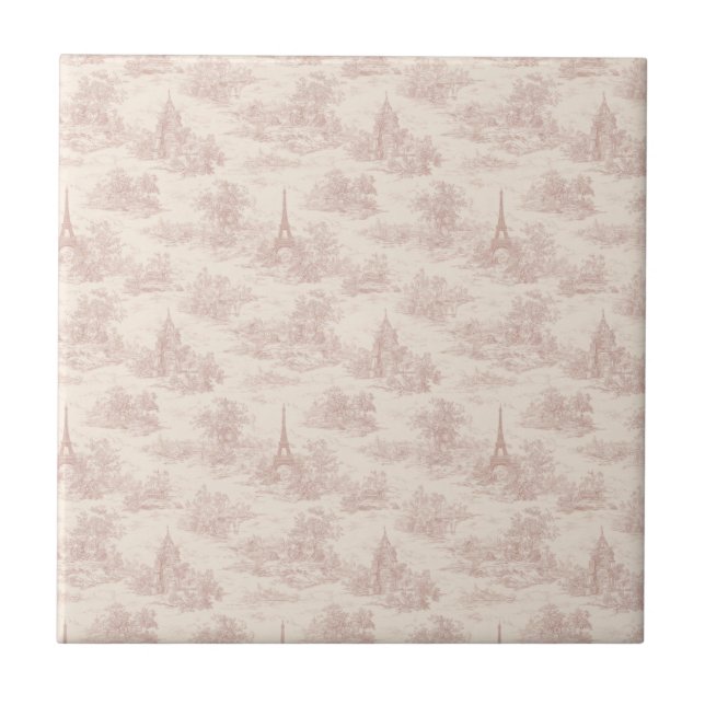 Romantic Pink French Toile Countryside Pattern (1) Kakelplatta (Framsidan)
