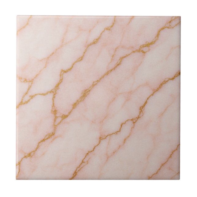Romantic Pink & Gold Marble Effect Ceramic Tile Kakelplatta (Framsidan)