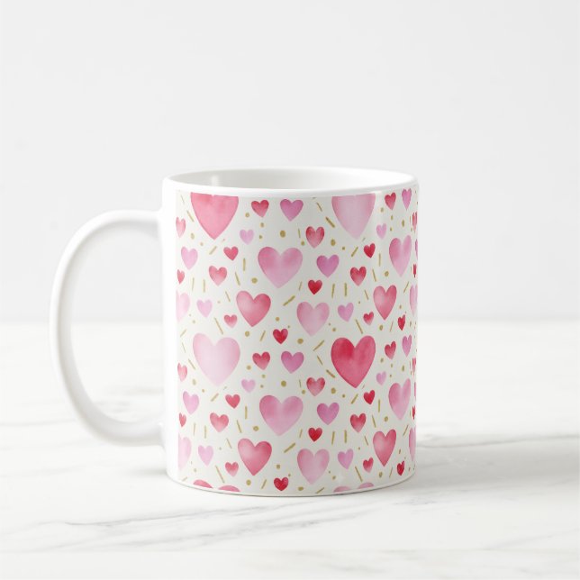 Romantic Pink & Gold Watercolor Pattern Kaffemugg (Vänster)