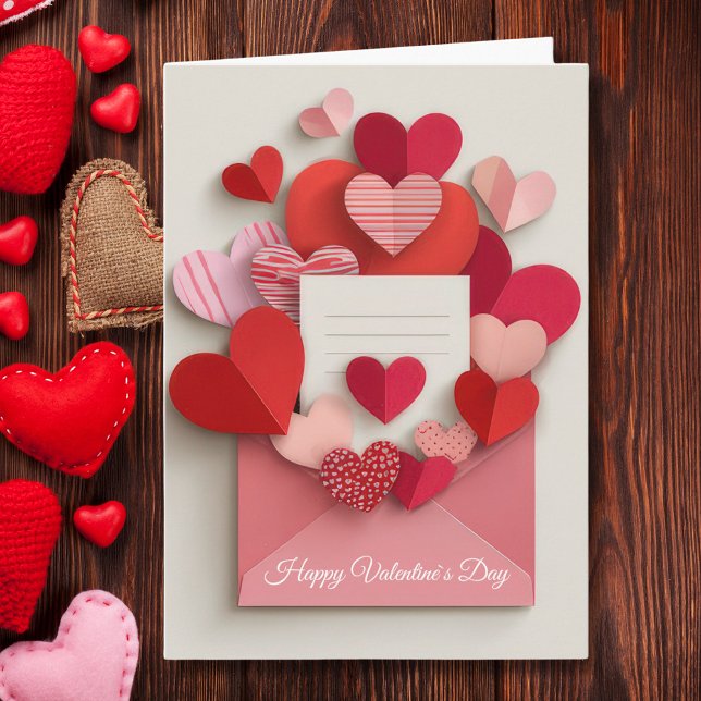 Romantic Pink Heart Envelope Valentine’s Day Card Helgkort (Skapare uppladdad)