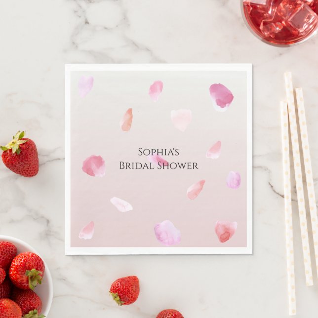 Romantic Pink Peach Rose Petals Bridal Shower Pappersservett (Insitu)