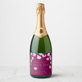 Romantic Pink Petals Custom Champagne Label