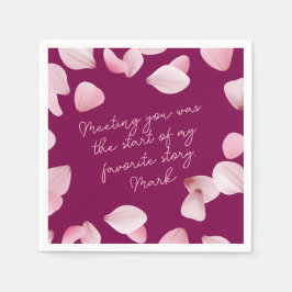 Romantic Pink Petals Love Note Pappersservett