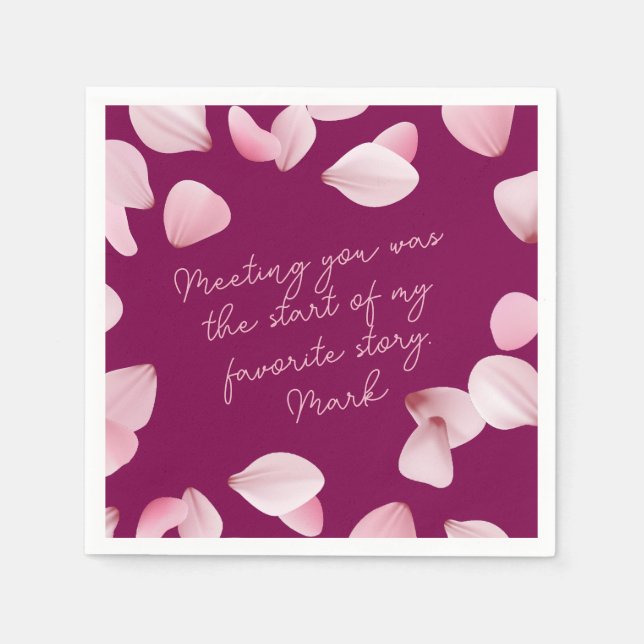 Romantic Pink Petals Love Note  Pappersservett (Framsidan)