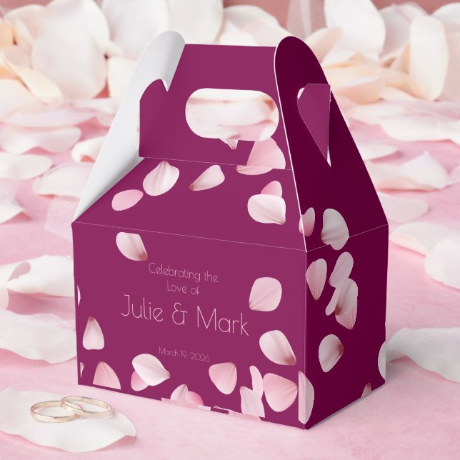 Romantic Pink Petals Wedding Gable Presentaskar (Bröllop)