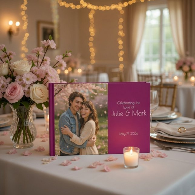 Romantic Pink Petals Wedding Guest Book Gästböcker (Skapare uppladdad)