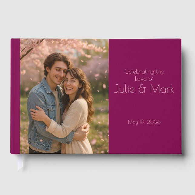 Romantic Pink Petals Wedding Guest Book Gästböcker (Framsida)