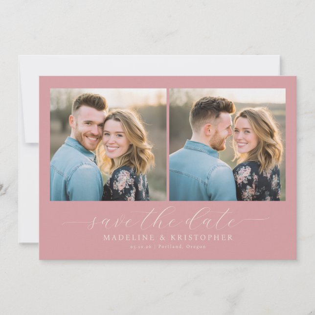 Romantic Pink Photo Collage Spara Datumet (Framsida)