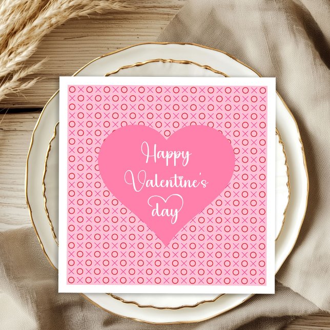 Romantic Pink Red Hearts Valentine Table Decor   Pappersservett (Romantic Pink Red Hearts Valentine Table Decor Napkins)