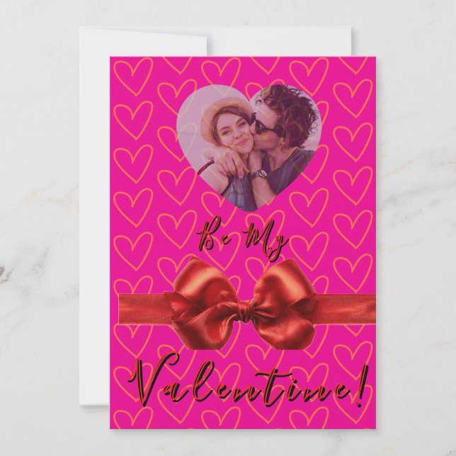 Romantic Pink & Red Valentine’s Day Card Julkort (Framsida)