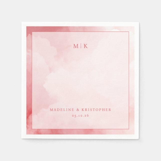 Romantic Pink Watercolor Clouds Pappersservett (Framsidan)