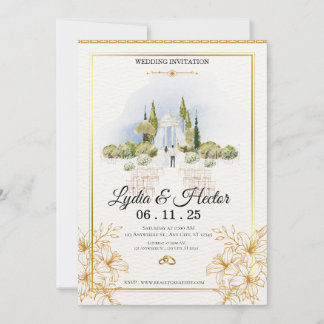 -Romantic-Pink-Watercolor-Floral-Couple-Wedding- Julkort