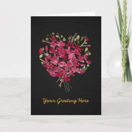 Romantic Pink Watercolor Floral Heart Blank Card Kort