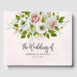 Romantic Pink Watercolor Floral Wedding Gästböcker