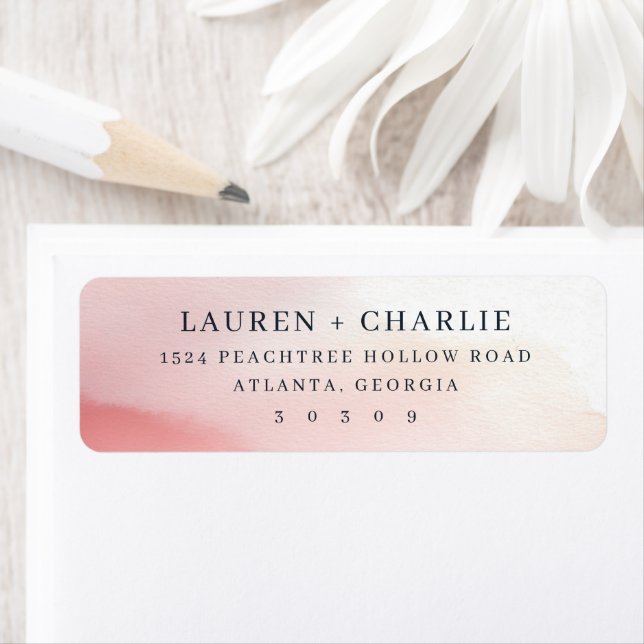Romantic Pink Watercolor Returadress Etikett (Insitu)