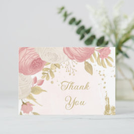 Romantic pink & white flowers gold wedding tack kort