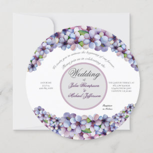 Romantic Poetic Lilac Watercolor Blommigt Bröllop Inbjudningar