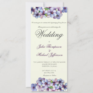 Romantic Poetic Lilac Watercolor Blommigt Bröllop Inbjudningar