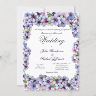 Romantic Poetic Lilac Watercolor Blommigt Bröllop Inbjudningar