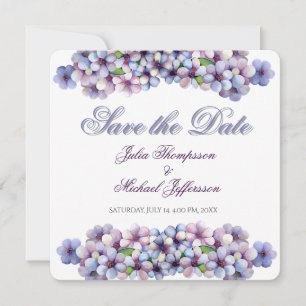 Romantic Poetic Lilac Watercolor Blommigt Bröllop Spara Datumet