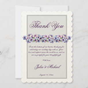 Romantic Poetic Lilac Watercolor Blommigt Bröllop Tack Kort