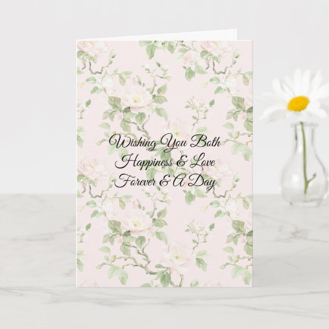 Romantic Pretty Blush Flowers Wedding Kort (Liten växt)