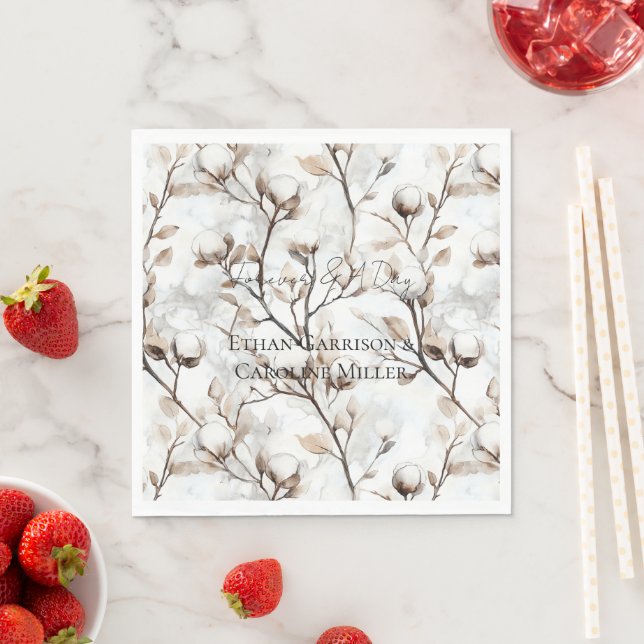 Romantic Pretty White Flowering Tree Wedding Pappersservett (Insitu)