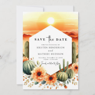 Romantic Printable Cactus Bröllop Spara Datumet