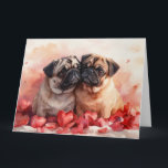 Romantic Pug par Watercolor Heartfilt Kärlek Kort<br><div class="desc">ett ögonblick av kärlek med detta charmerande vattenfärgkort med ett snyggt pugpar som sitter inkapslat på en mysigt filt, omgiven av hjärtformade ro-petaler. Med sin mjuka rosa- och lavendeltoner fångar detta kort värmen och intimiteten i en fredlig trädgårdsscen - perfekt för årsdagar, Alla hjärtans dag eller tillfälle som firar kärlek....</div>