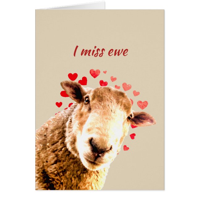 Romantic Pun Kärlek Ewe Funny Får Humor Hälsningskort (Framsidan)