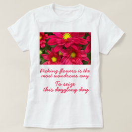 Romantic Pun Magenta Flowers Dikt Joy Womens T Shirt