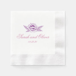 Romantic Purpl Pur Bröllop Blommigt Pappersservett