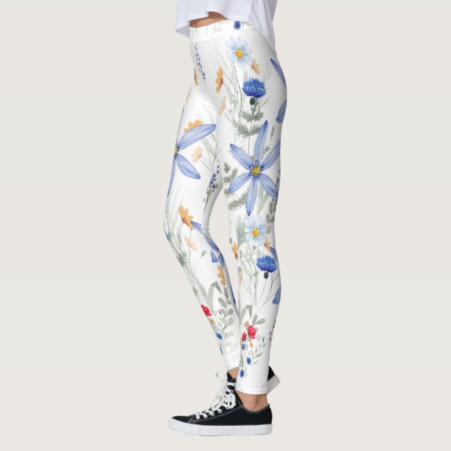 Romantic purple botanical wallpaper leggings (Vänster)