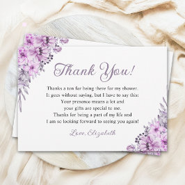Romantic Purple Flowers Bridal Shower Party Tack Kort