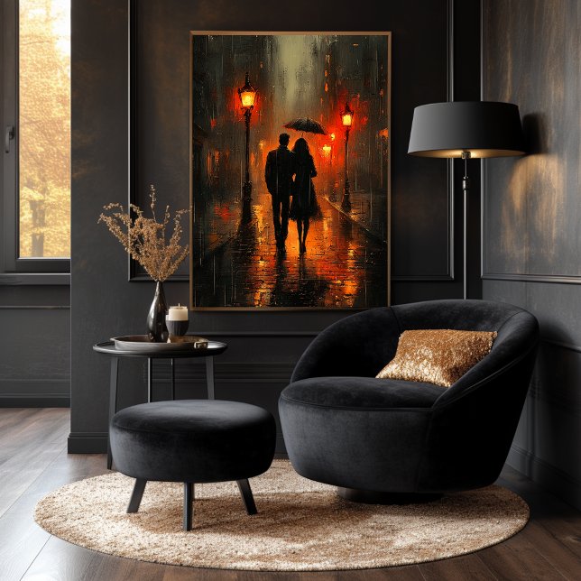Romantic Rain Stroll in Charcol Tones Poster (Skapare uppladdad)
