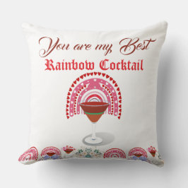 Romantic Rainbow Cocktail Valentine Hearts Blommig Kudde